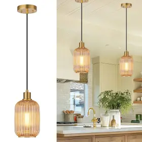 MP250320-2 LYNNOLAND Pendant Lights Pack Amber Glass Fixture