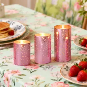 M20S3G M-MIRROWING Flameless Led Candles Pink Mercury Glass