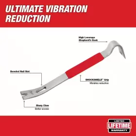 705353761362 MILWAUKEE Milled Framing Hammer Pry Bar #3