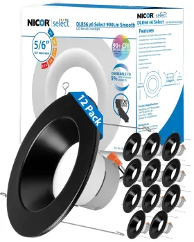 DLR56609120SBK-12PK NICOR Led Recessed Recess Ceiling Lights