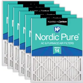 20X25X1M14 NORDIC PURE Merv Carbon Pack Pleated Air Filter