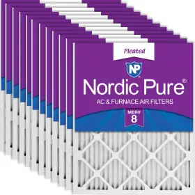 20X25X1M8-12 NORDIC PURE Merv Pleated Pack Air Filter
