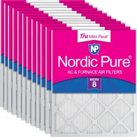 20X25X1 NORDIC PURE Merv Ac Furnace Pack Mini Pleat Air