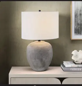 BIT05 NOURISON Meinou Tall Ceramic Table Lamp Fabric Shade