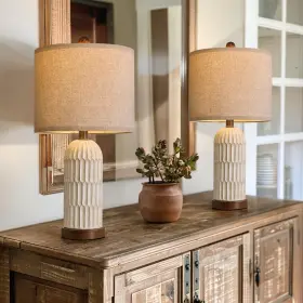 1084 OYEARS Bedside Table Lamps Set Usb Charging Ports