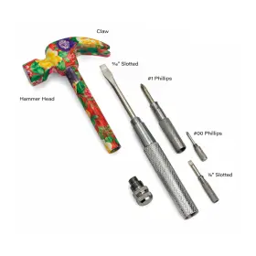 011499903017 PJ TOOL Flower Hammer Screwdriver Set Flat Heads #2