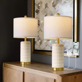 AMZ-T1102S-CR-U POKAT Bedside Table Lamp Usb Port Nightstand