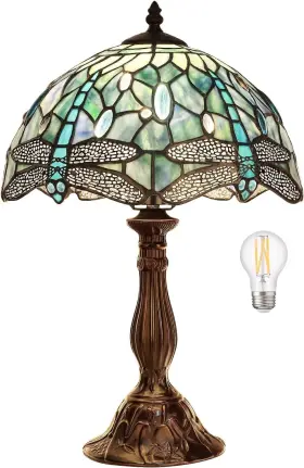 S-TLP-BLD1BG PTERYING Table Lamp Tiffany Dragonfly Stained