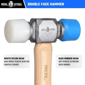 767615192611 REAL STEEL Rubber Mallet Double Hammer Hickory #2