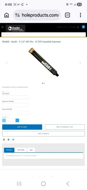 RH550 SANDVIK Dth Hammer