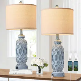 2355-1TBU SRJJRS Se Table Lamps Set Dimmable Usb Ports