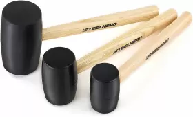 MH-02-LL-B1-16-1 STEELHEAD Wood Handle Rubber Mallet Set #2