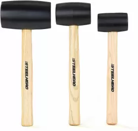 MH-02-LL-B1-16-1 STEELHEAD Wood Handle Rubber Mallet Set