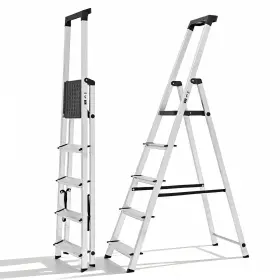 Swldrhe SWEETCRISPY Folding Step Ladder Anti Slip Silvery