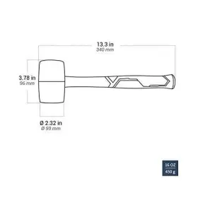 782942796646 T-TOPBUILT Fiberglass Handle Rubber Mallet Solid #2