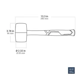 782942796660 T-TOPBUILT Fiberglass Handle Rubber Mallet Solid #2
