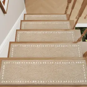 US-FXDDLTD-BEIGE-15 TCHDIO Stair Treads Carpet Slip Adhesive