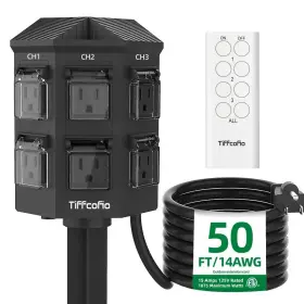 TF-28017-50 TIFFCOFIO Power Strip Extension Cord Waterproof