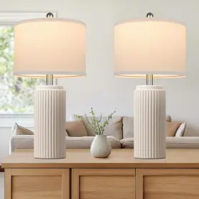 TB0309 TOBUSA Ceramic Table Lamps Set Farmhouse Bedside