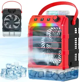 D-slfs UNIQWAMO Misting Fan Mist Timer Lights Battery