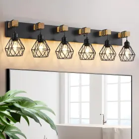 VB021-6 VBITMN Bathroom Vanity Light Wood Sconces Wall VB021-6 VBITMN Bathroom Vanity Light Wood Sconces Wall
