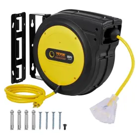 80FT VEVOR Extension Cord Reel Triple Tap Electric Sjtow