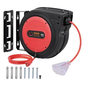 65FT VEVOR Extension Cord Reel Outlet Wall