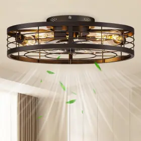 KJ8810-BK-500 VOLISUN Ceiling Fan Fandelier Light Flush Mount
