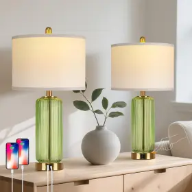 STR-DL-SW100-GR WIHTU Touch Control Bedside Lamps Set Usb