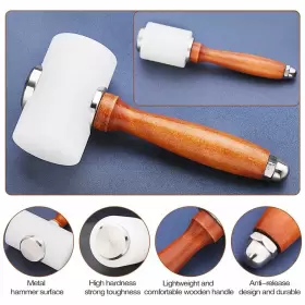 713424982974 WONVOC Carving Hammer Leathercraft Mallet Wood #3