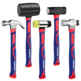 B09ZV1TRF2 WORKPRO Hammer Set Sledge Ball Peen Claw Rubber