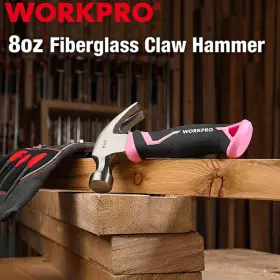 W041123AB WORKPRO Claw Hammer Fiberglass Handle Pink Ribbon