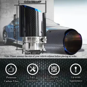 ISGS63101Y YICHEN Exhaust Tip Carbon Fiber Inlet Outlet Burnt #2