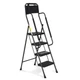 HBTower Step Ladder with Handrails, Folding Stool 4 Ladder, Black 
