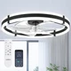 addlon 24'' Ceiling Fans with Lights and Remote, Low Profile 24 Inch, Black