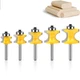 WSOOX 5PCS Bullnose Beading Router Bits with 1/4-Inch Shank Carbide-Tipped Corne