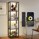 Glass Display Shelf 67 5 Tier Dimmable LED Floor Lamp Remote App Black OUTON Glass Display Shelf 67 5 Tier Dimmable LED Floor Lamp Remote App Black OUTON