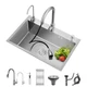 Kitchen Sink Drop In Single Bowl 19.7 x 17.7in Stainless Steel ARTLINE Topmount