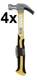 4x Pro Essentials Curved Claw Fiberglass Hammer, 16 oz.