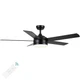 Yuhao 52 Inch Black Ceiling Fan Model DY1083-5B with Light Remote