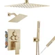 Shower Faucet Set 10 and 6 Inch Dual Head Brushed Gold Aolemi Ceiling Mount Trim