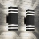 Outdoor Wall Sconce 12.8 2 Tier Waterproof LED Black Porch Light Pack ZSMAIKU