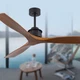 Sofucor Ceiling Fan w/o Lights 60" Low Profile Flush Mordern Wood Remote BLACK