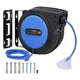 Extension Cord Reel 80FT 12AWG Heavy Duty Lighted Outlets Blue VEVOR Electric