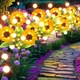 Garpar Garden Lights Solar Powered, Upgraded 4 Pack Bigger Solar Sunflowers with