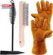 Glarks 4Pcs 10'' Chipping Hammer with Coil Spring Handle and Wire Brush, Pair of
