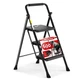 HBTower Step Ladder, Folding Stool with Wide 3 Black 