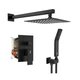 SR SUN RISE Black Square Rainfall Shower Head and Handle Set, Wall Mounted Sh...