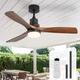 Ceiling Fan 52 Inch LED Light Remote Control DC Motor Black Walnut Sofucor Fans