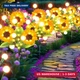 Garpar Garden Lights Solar Powered, Upgraded 4 Pack Bigger Solar Sunflowers with